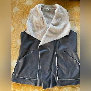 Grey suede, Sherpa-lined vest
